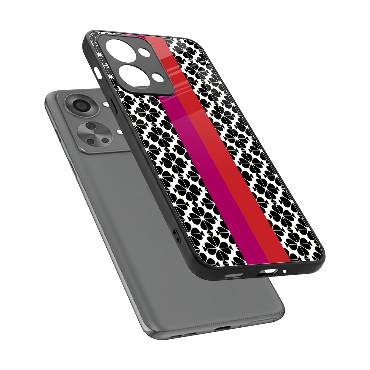 Rosy Noir sleek oneplus nord 2t cover with tempered glass back and TPU edges