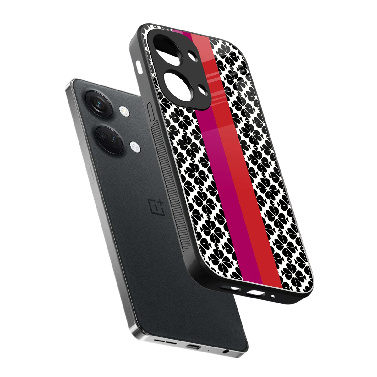 Rosy Noir sleek oneplus nord 3 cover with tempered glass back and TPU edges