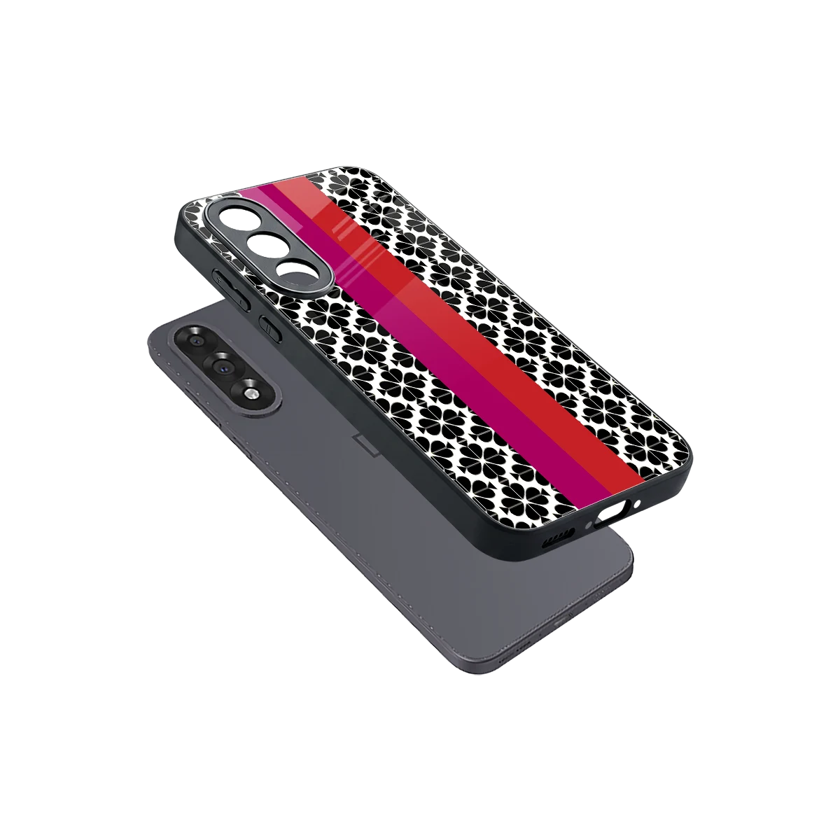 Rosy Noir sleek oneplus nord 5 cover with tempered glass back and TPU edges