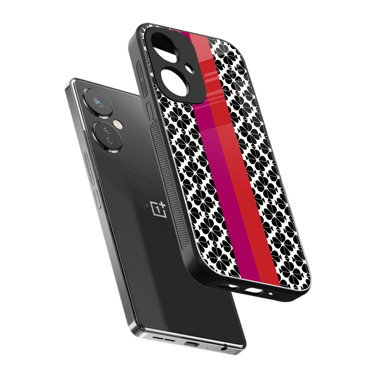 Rosy Noir sleek oneplus nord ce 3 cover with tempered glass back and TPU edges