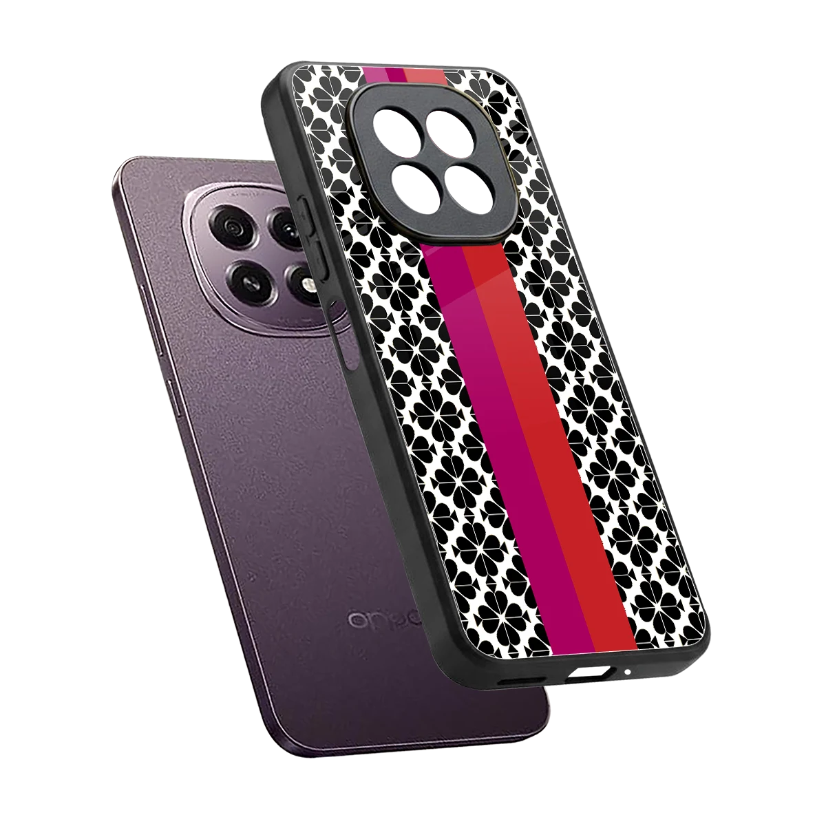 Rosy Noir sleek oppo f29 5g cover with tempered glass back and TPU edges