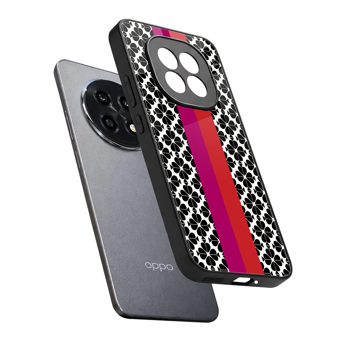 Rosy Noir sleek oppo f29 pro 5g cover with tempered glass back and TPU edges