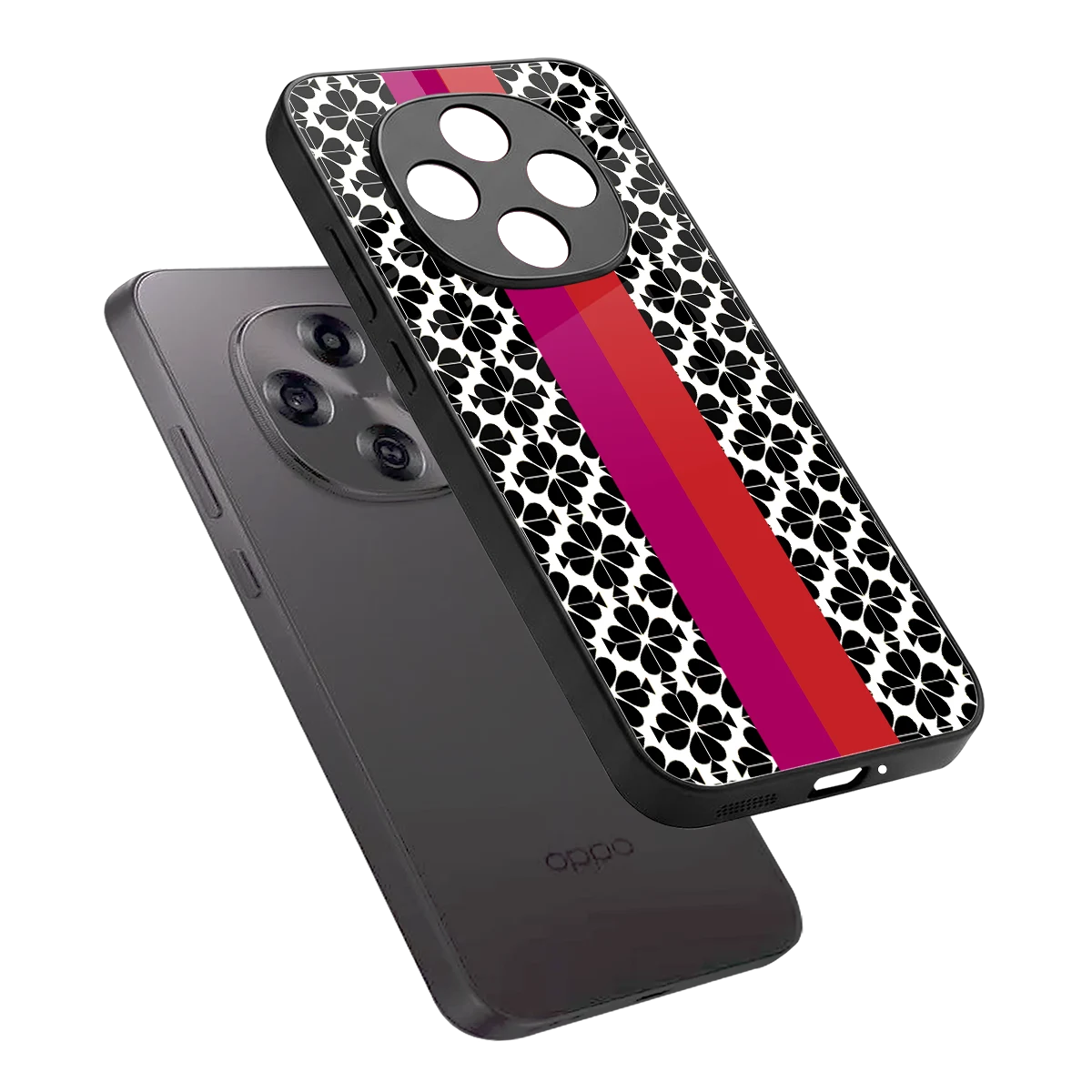 Rosy Noir sleek oppo f31 pro 5g cover with tempered glass back and TPU edges