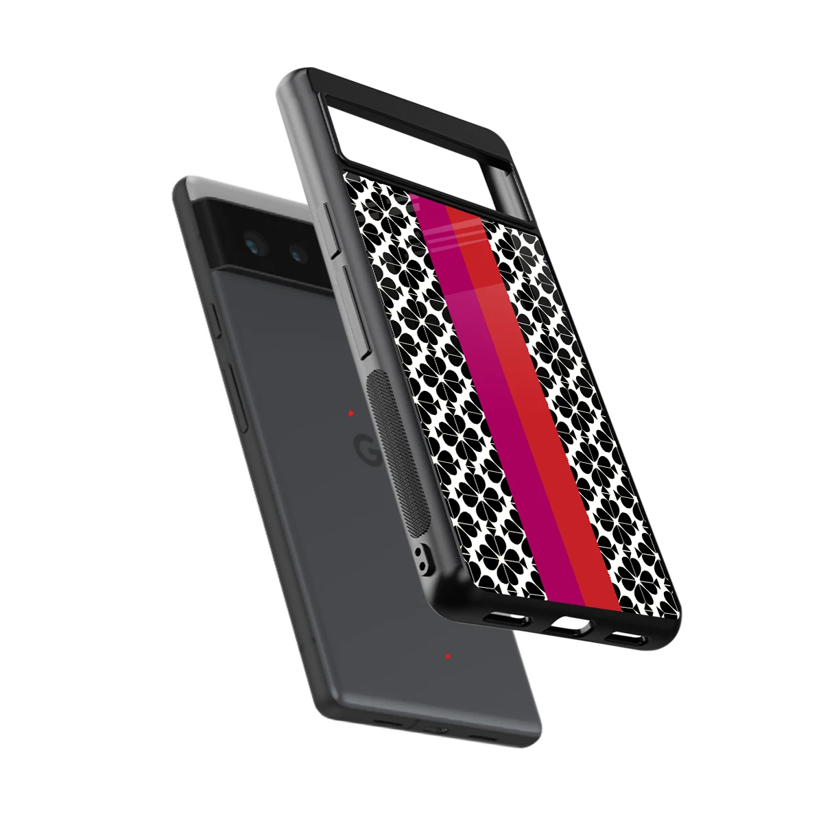 Rosy Noir sleek google pixel 6a cover with tempered glass back and TPU edges