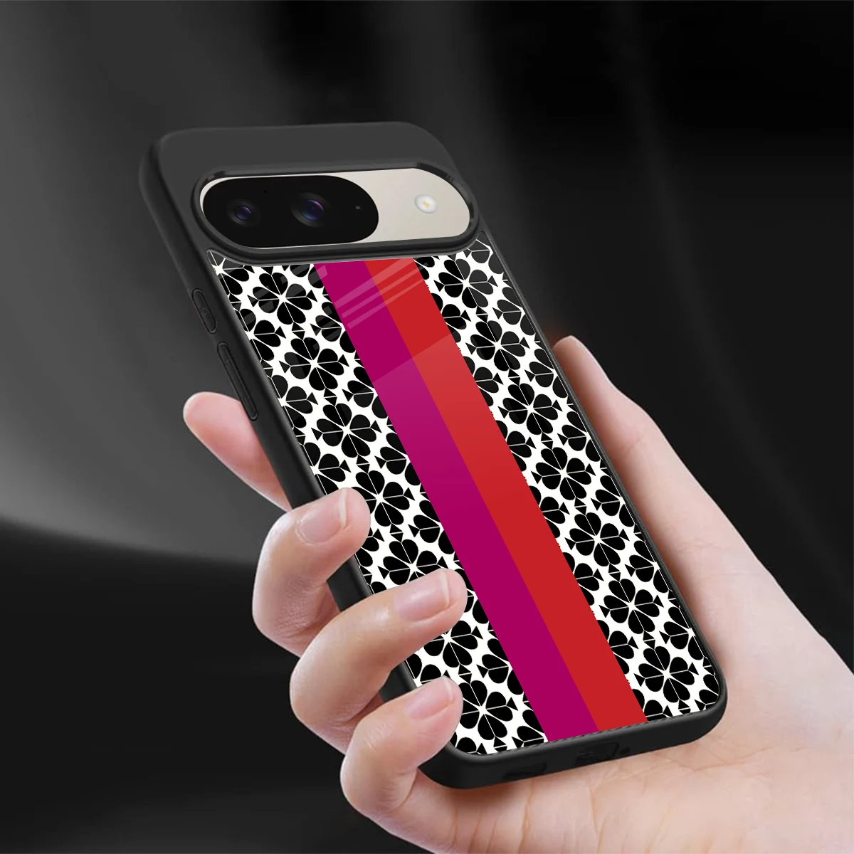 Rosy Noir sleek google pixel 9 cover with tempered glass back and TPU edges