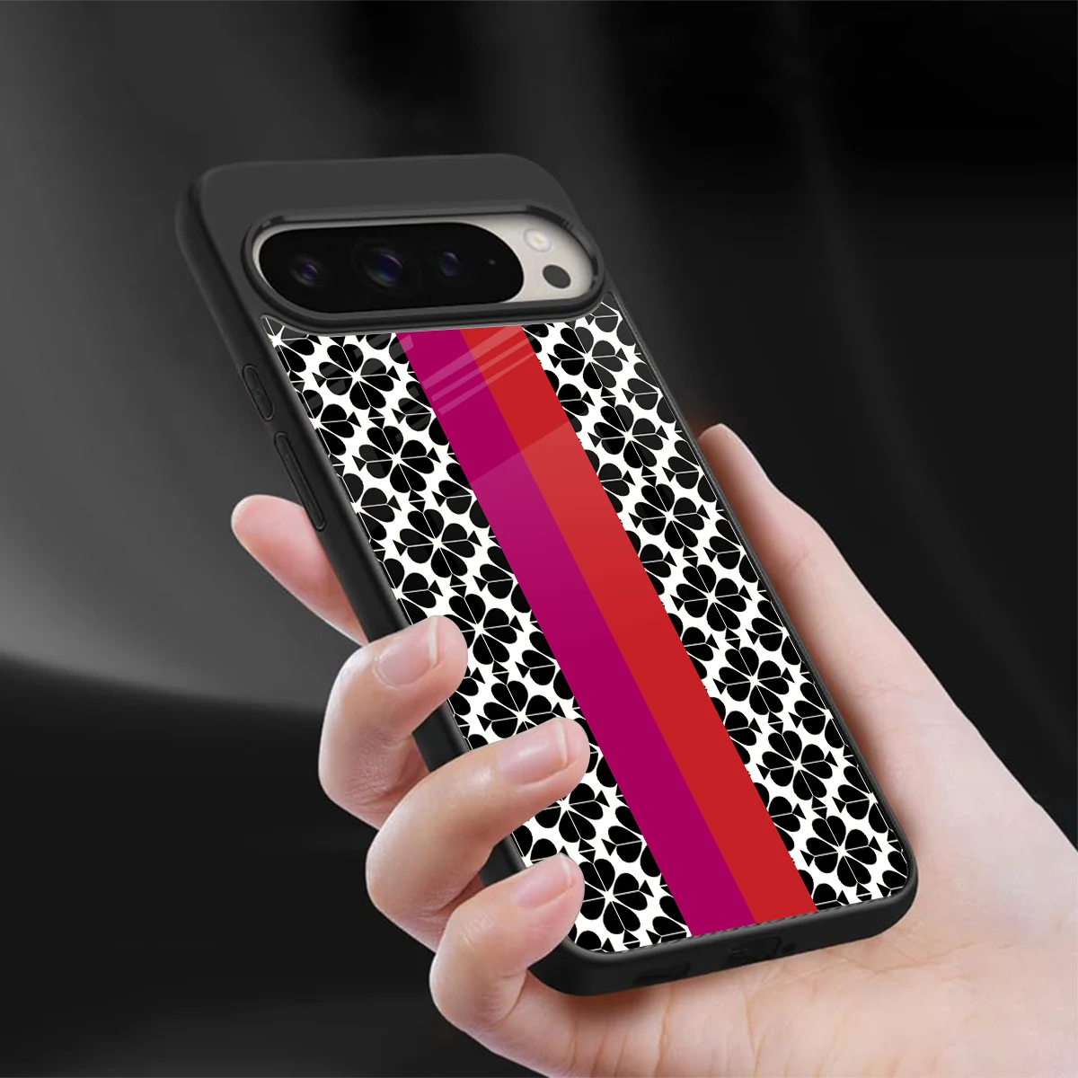 Rosy Noir sleek google pixel 9 pro xl cover with tempered glass back and TPU edges