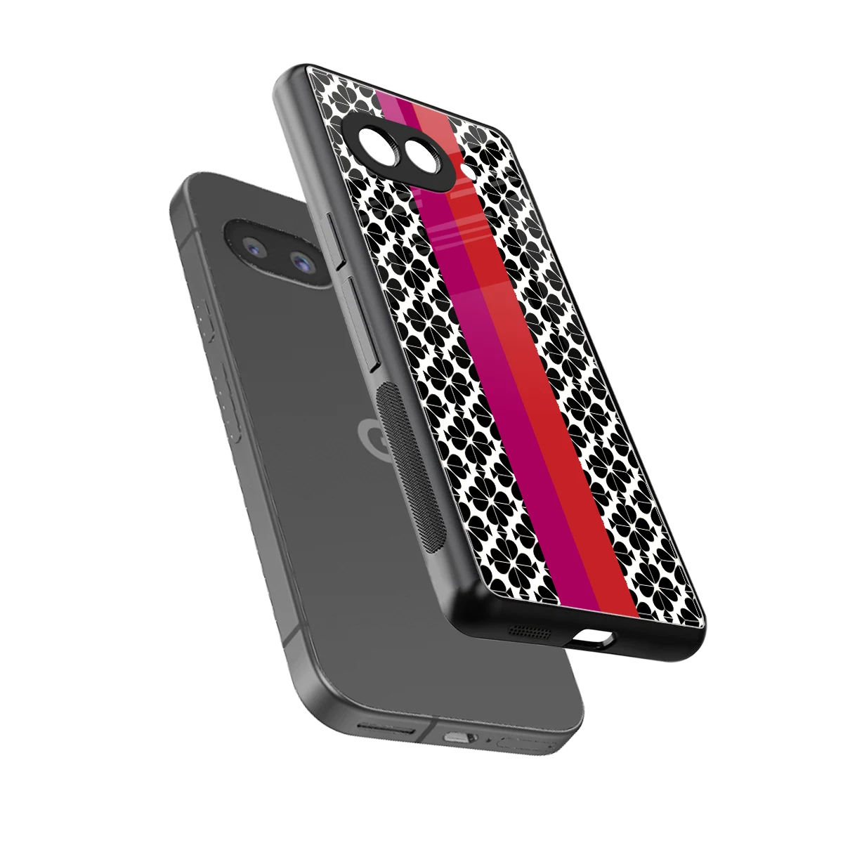 Rosy Noir sleek google pixel 10a cover with tempered glass back and TPU edges