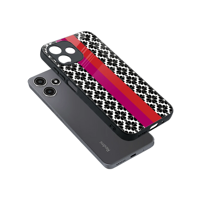 Rosy Noir sleek redmi 12 5g cover with tempered glass back and TPU edges