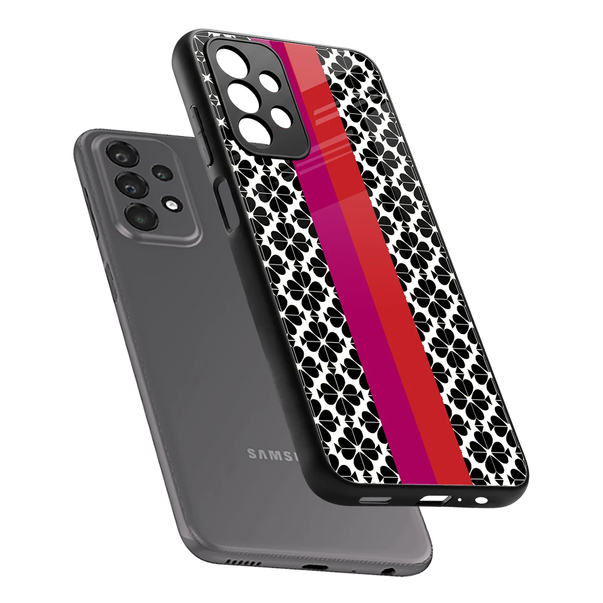 Rosy Noir sleek samsung galaxy a23 cover with tempered glass back and TPU edges