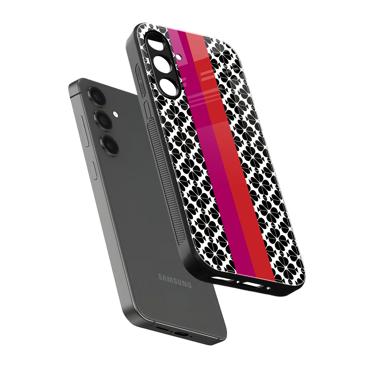 Rosy Noir sleek samsung galaxy a55 5g cover with tempered glass back and TPU edges