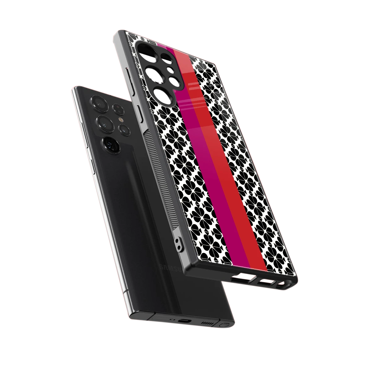 Rosy Noir sleek samsung galaxy s23 ultra cover with tempered glass back and TPU edges