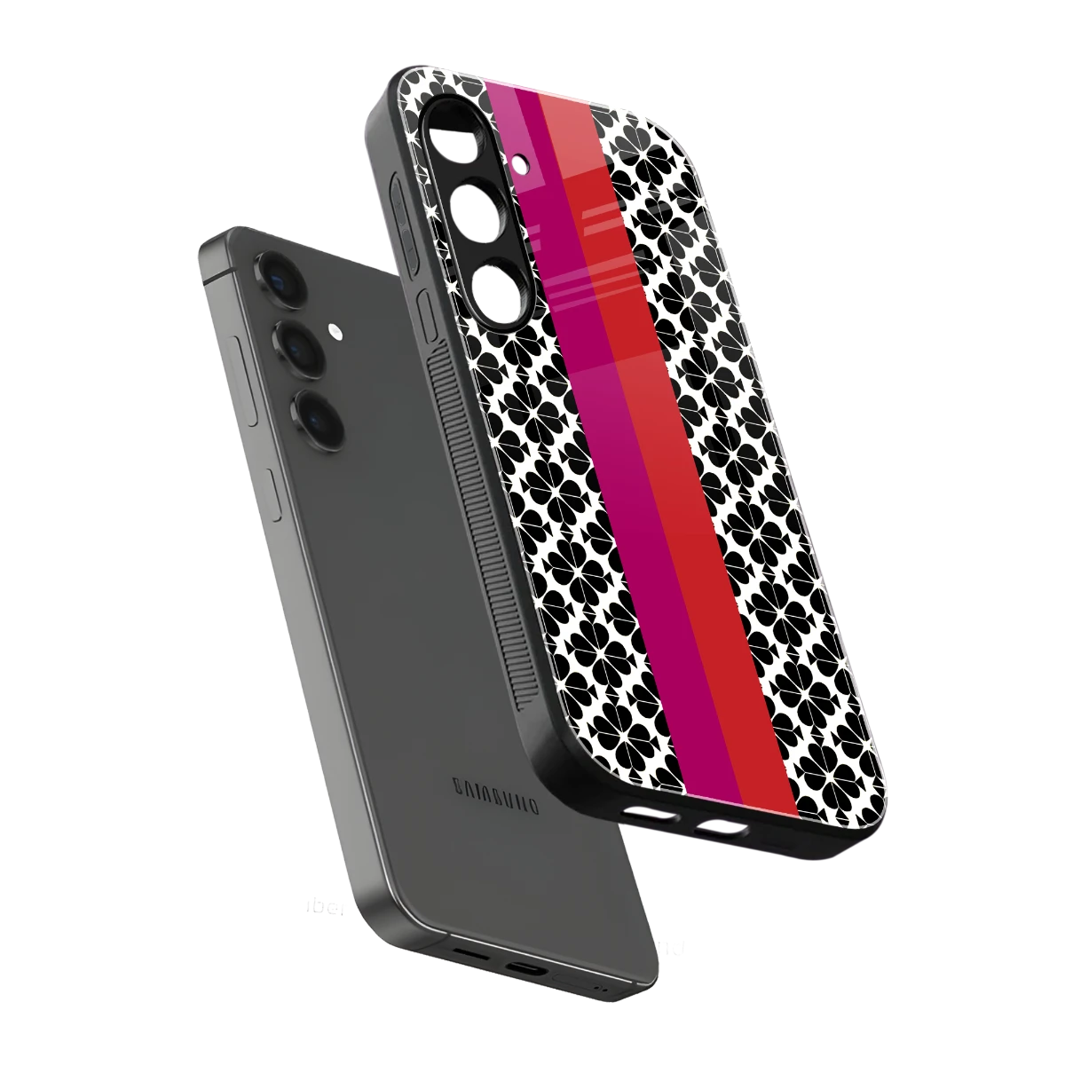 Rosy Noir sleek samsung galaxy s24 cover with tempered glass back and TPU edges