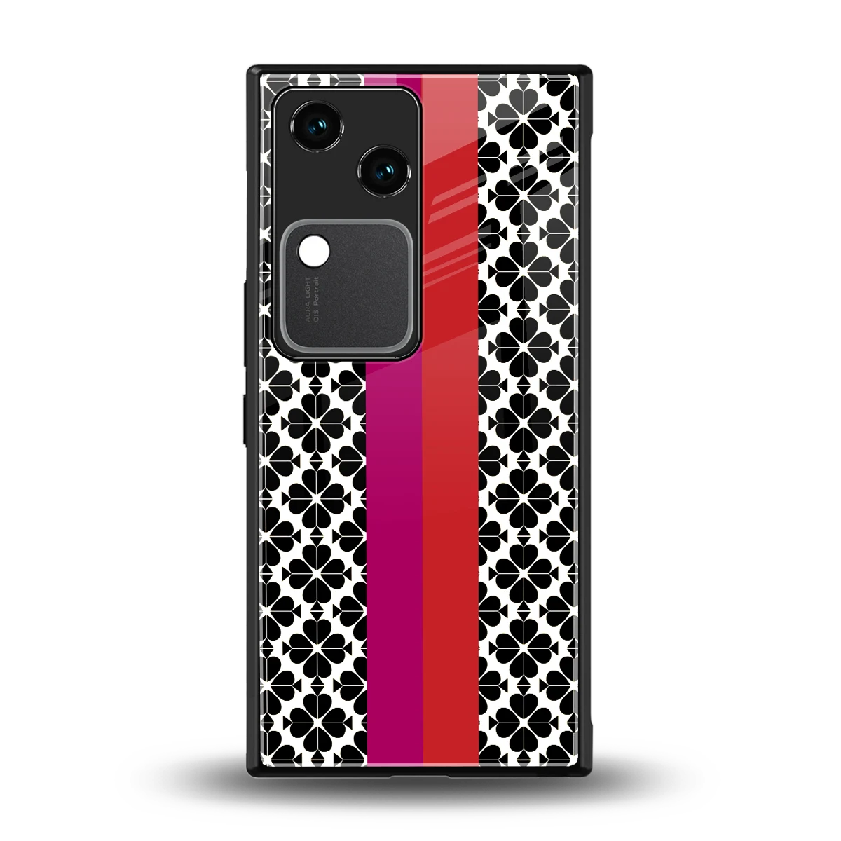 Rosy Noir back phone cover | glass case for vivo v30
