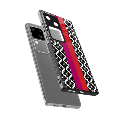 Rosy Noir sleek vivo v30 cover with tempered glass back and TPU edges