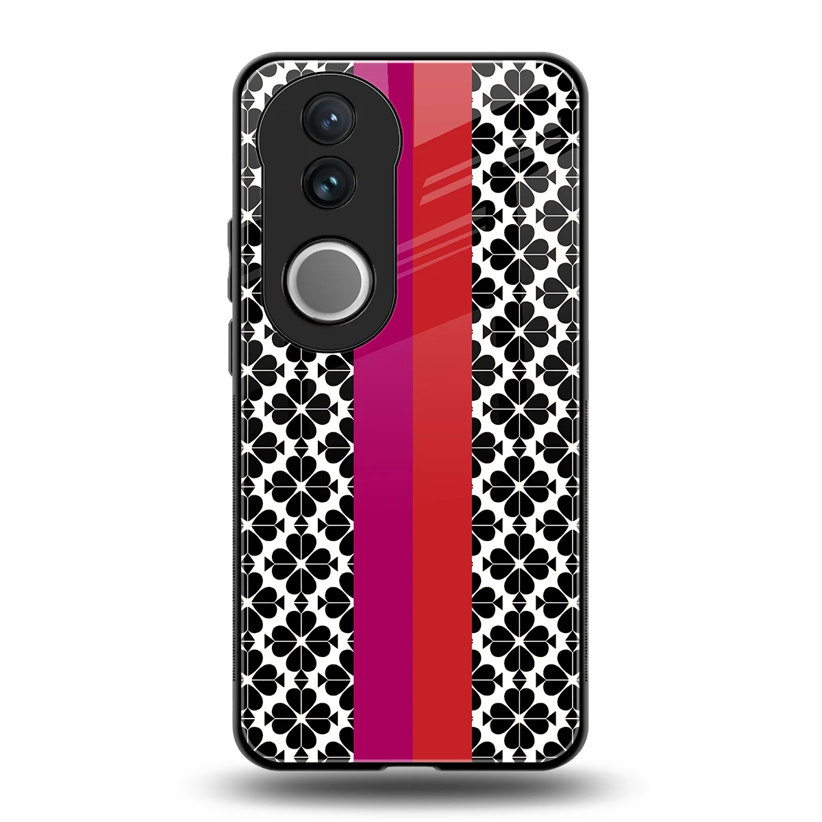 Rosy Noir back phone cover | glass case for vivo v50