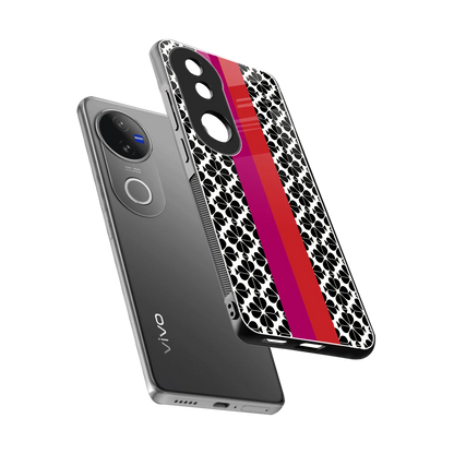 Rosy Noir sleek vivo v50 cover with tempered glass back and TPU edges