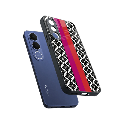 Rosy Noir sleek vivo v70 fe cover with tempered glass back and TPU edges