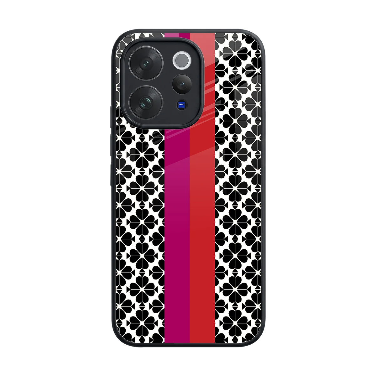 Rosy Noir back phone cover | glass case for vivo v70