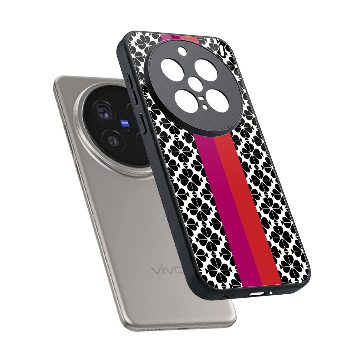 Rosy Noir sleek vivo x200 pro cover with tempered glass back and TPU edges