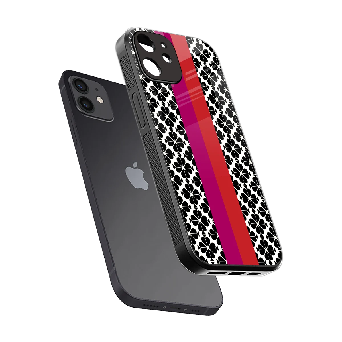 Rosy Noir sleek iphone 12 cover with tempered glass back and TPU edges