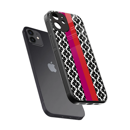 Rosy Noir sleek iphone 12 cover with tempered glass back and TPU edges