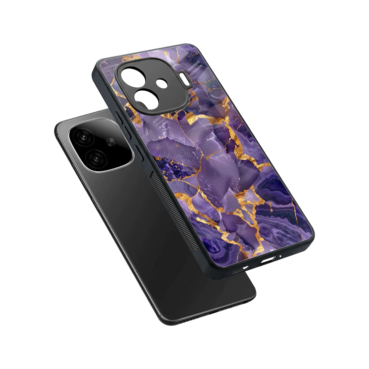 Royal Amethyst sleek iqoo neo 10r 5g cover with tempered glass back and TPU edges