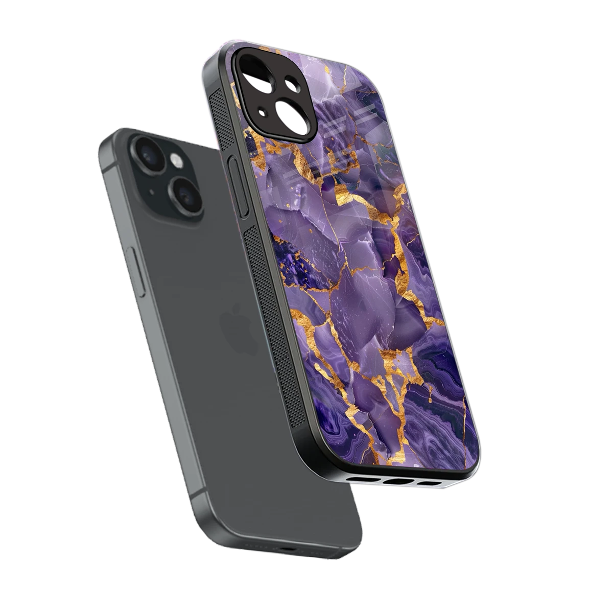 Royal Amethyst sleek iphone 15 cover with tempered glass back and TPU edges