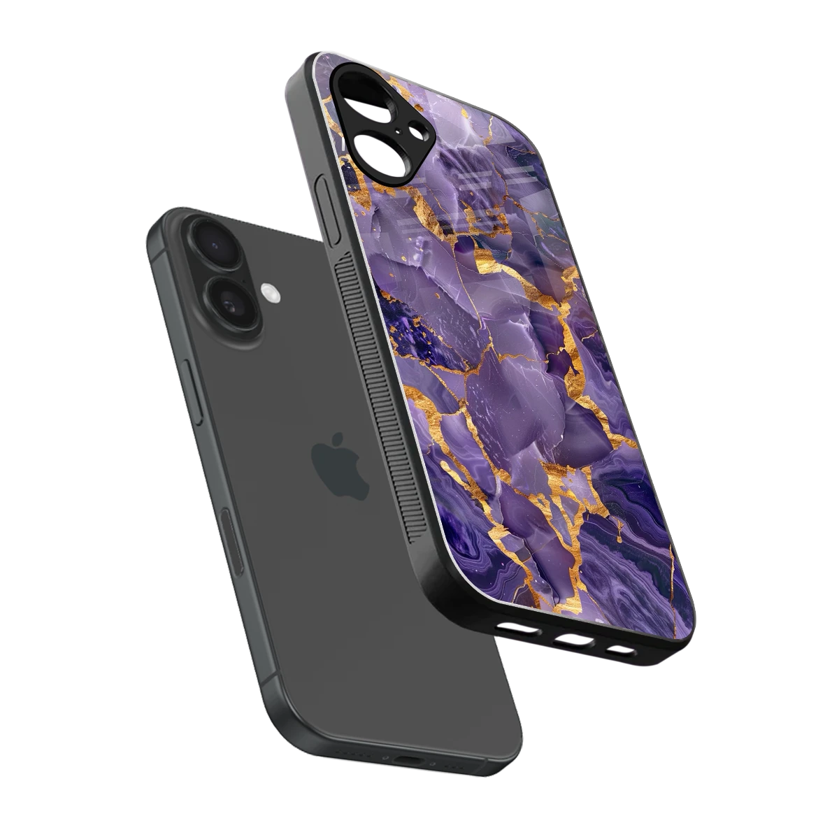 Royal Amethyst sleek iPhone 16 cover with tempered glass back and TPU edges