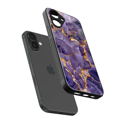 Royal Amethyst sleek iPhone 16 cover with tempered glass back and TPU edges