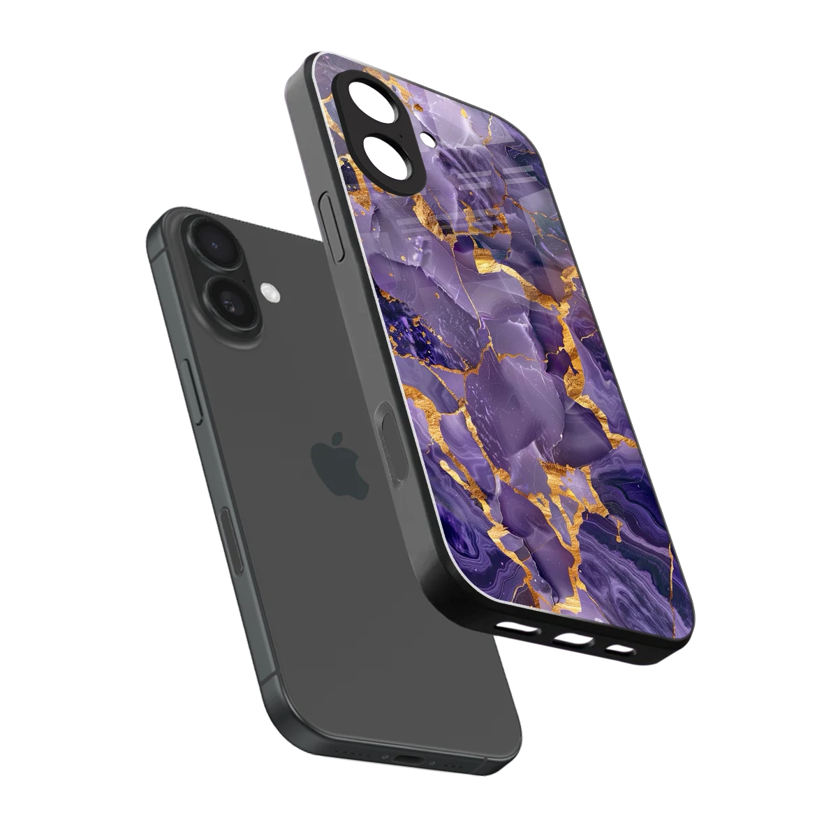 Royal Amethyst sleek iphone 17 cover with tempered glass back and TPU edges