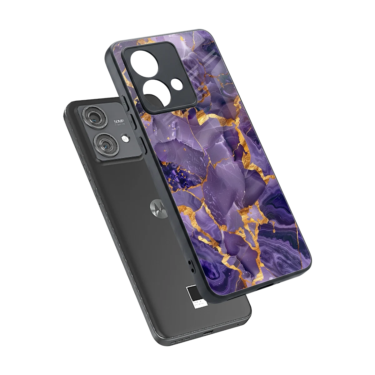 Royal Amethyst sleek motorola edge 40 neo 5g cover with tempered glass back and TPU edges