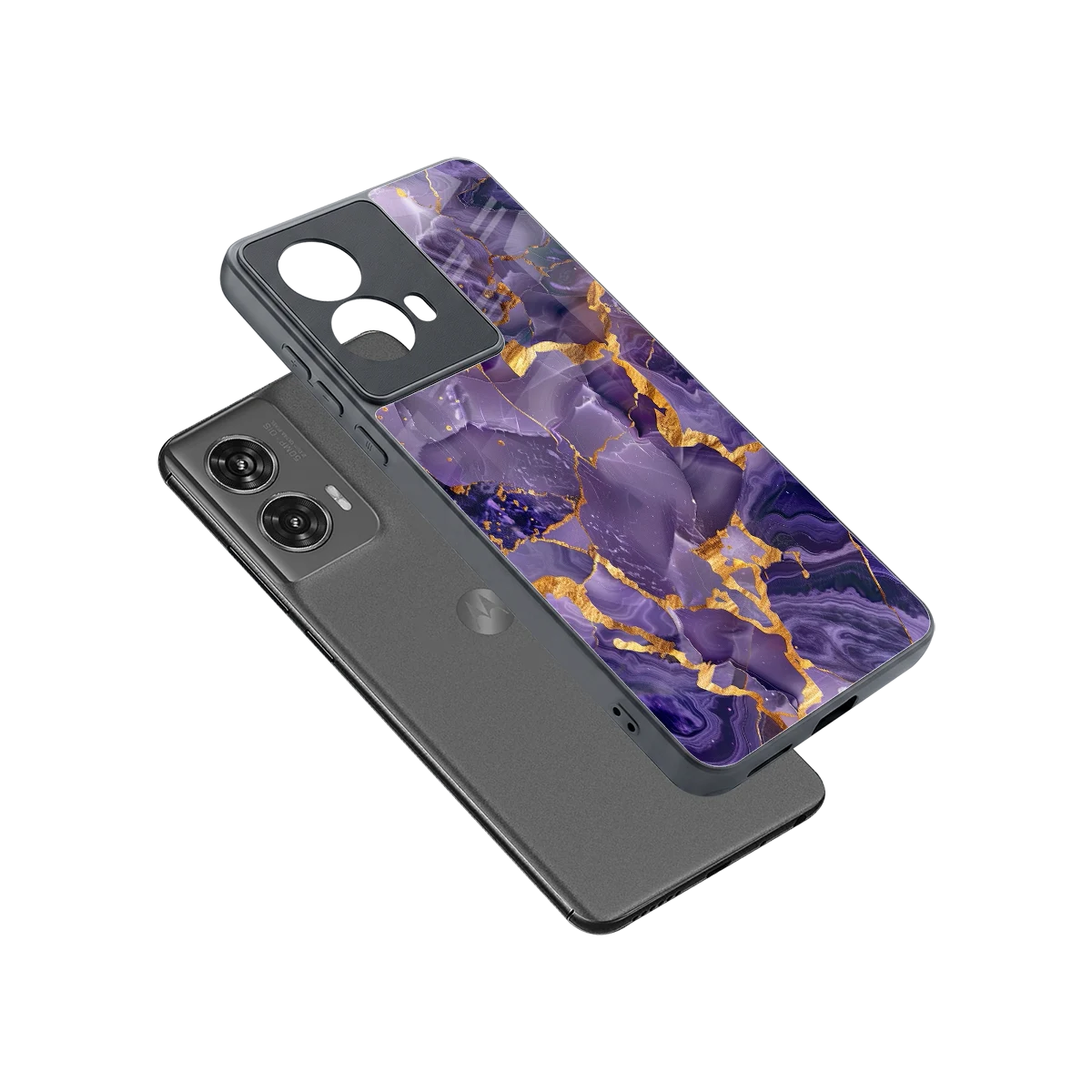 Royal Amethyst sleek motorola edge 50 fusion cover with tempered glass back and TPU edges