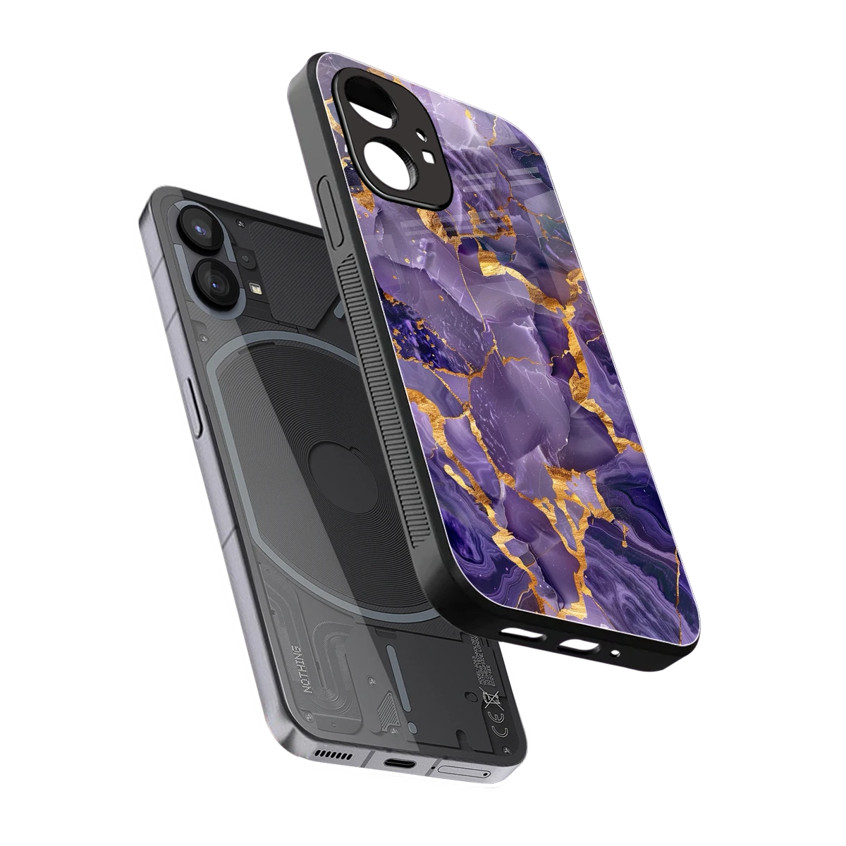 Royal Amethyst sleek nothing phone 1 cover with tempered glass back and TPU edges