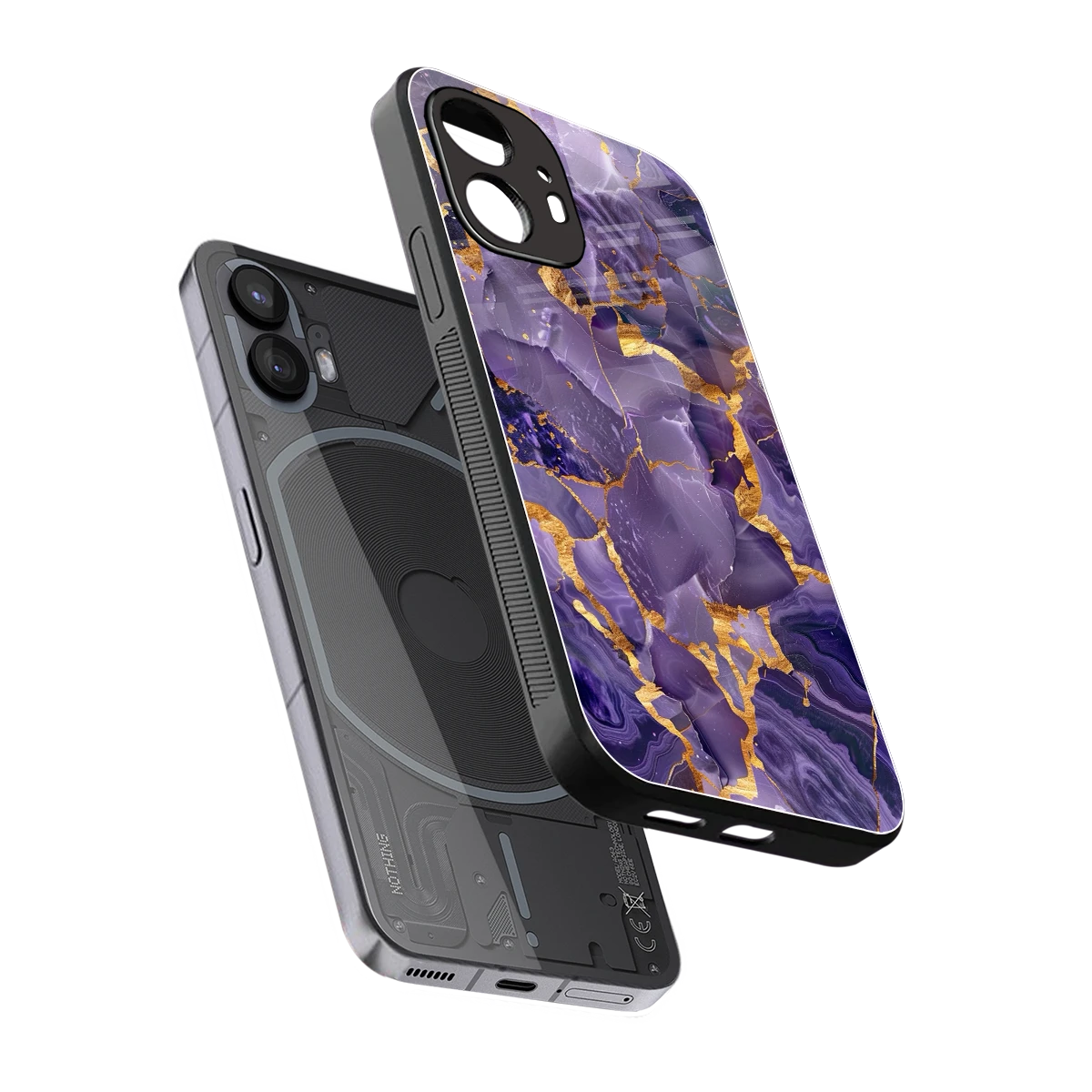 Royal Amethyst sleek nothing phone 2 cover with tempered glass back and TPU edges