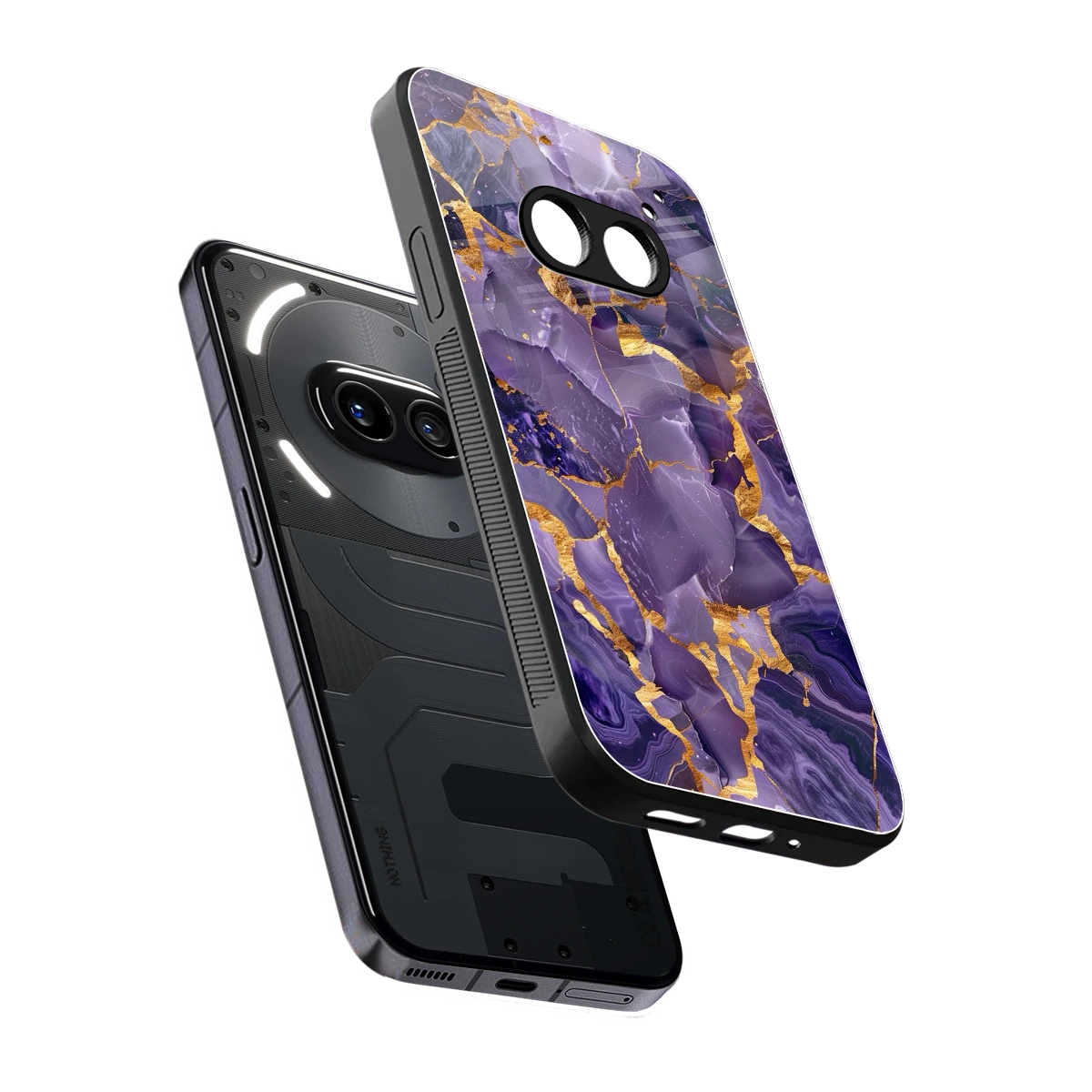 Royal Amethyst sleek nothing phone 2a plus cover with tempered glass back and TPU edges