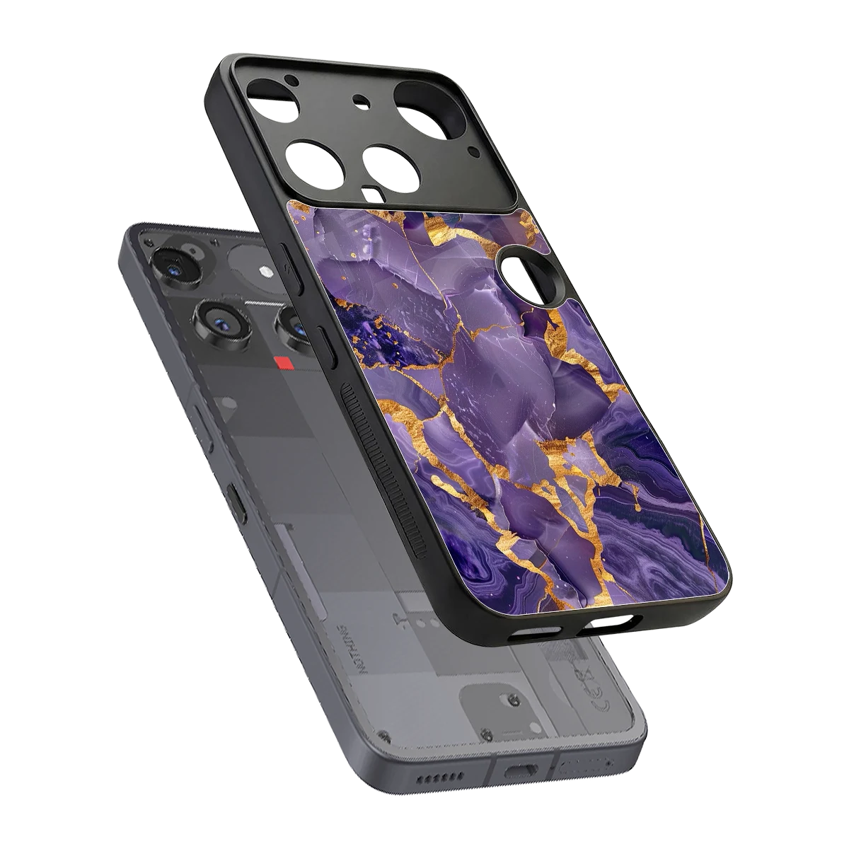 Royal Amethyst sleek nothing phone 3 cover with tempered glass back and TPU edges