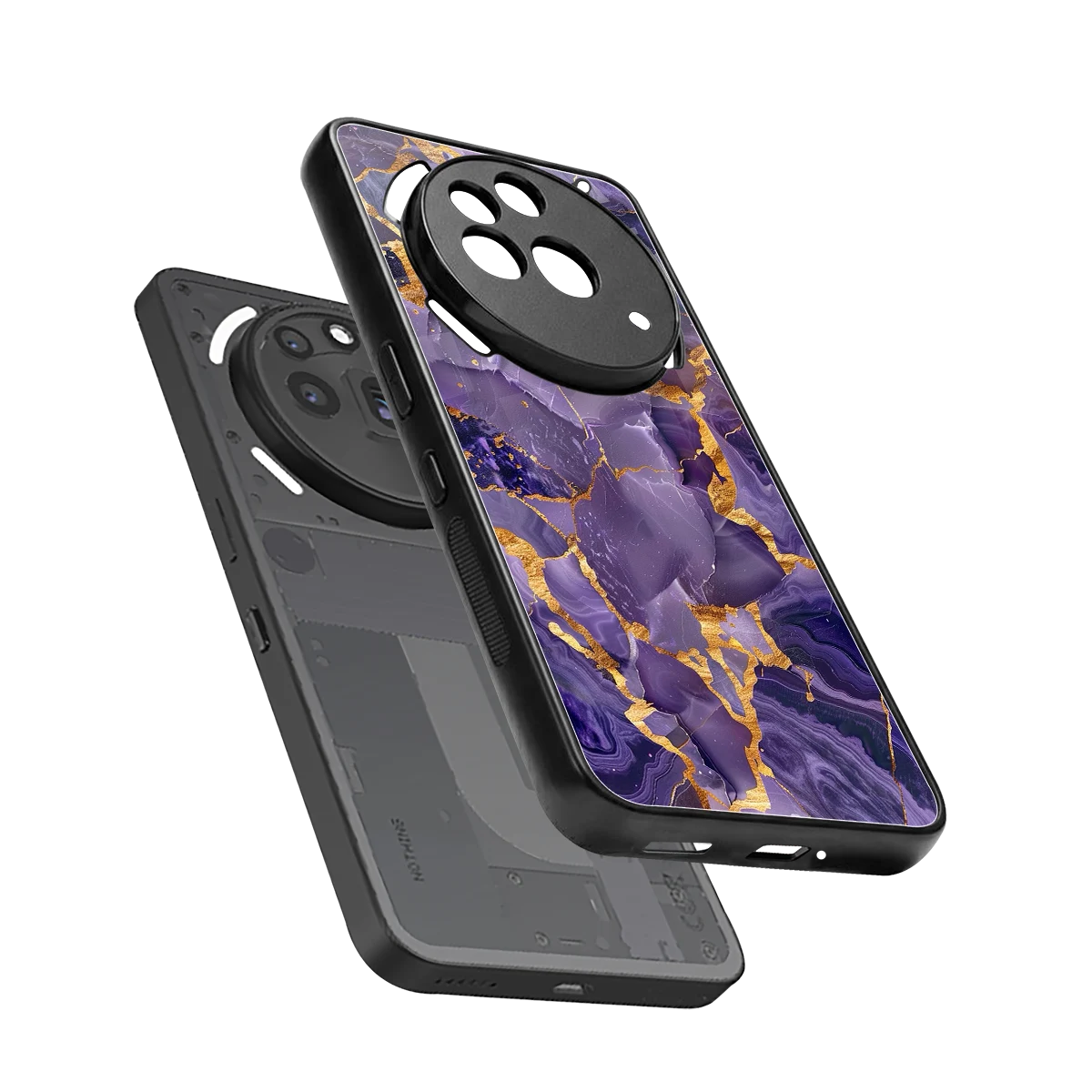 Royal Amethyst sleek nothing phone 3a pro cover with tempered glass back and TPU edges