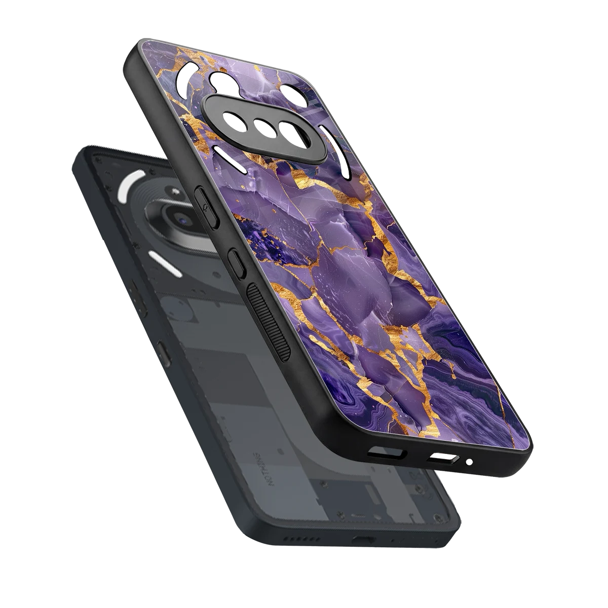 Royal Amethyst sleek nothing phone 3a cover with tempered glass back and TPU edges