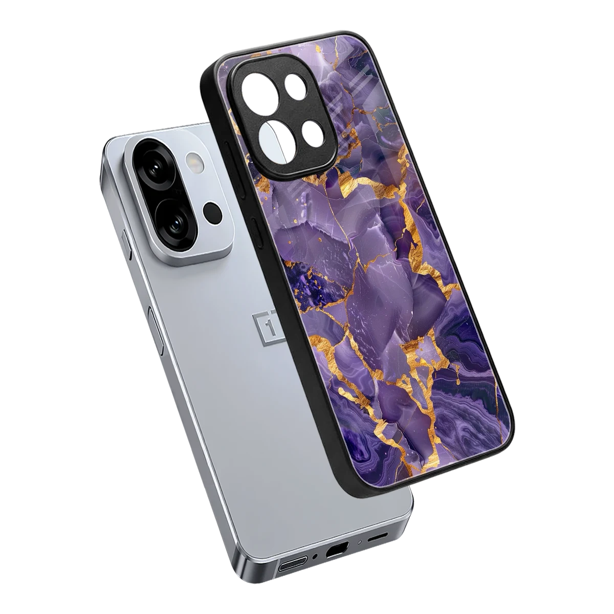 Royal Amethyst sleek oneplus 13s cover with tempered glass back and TPU edges