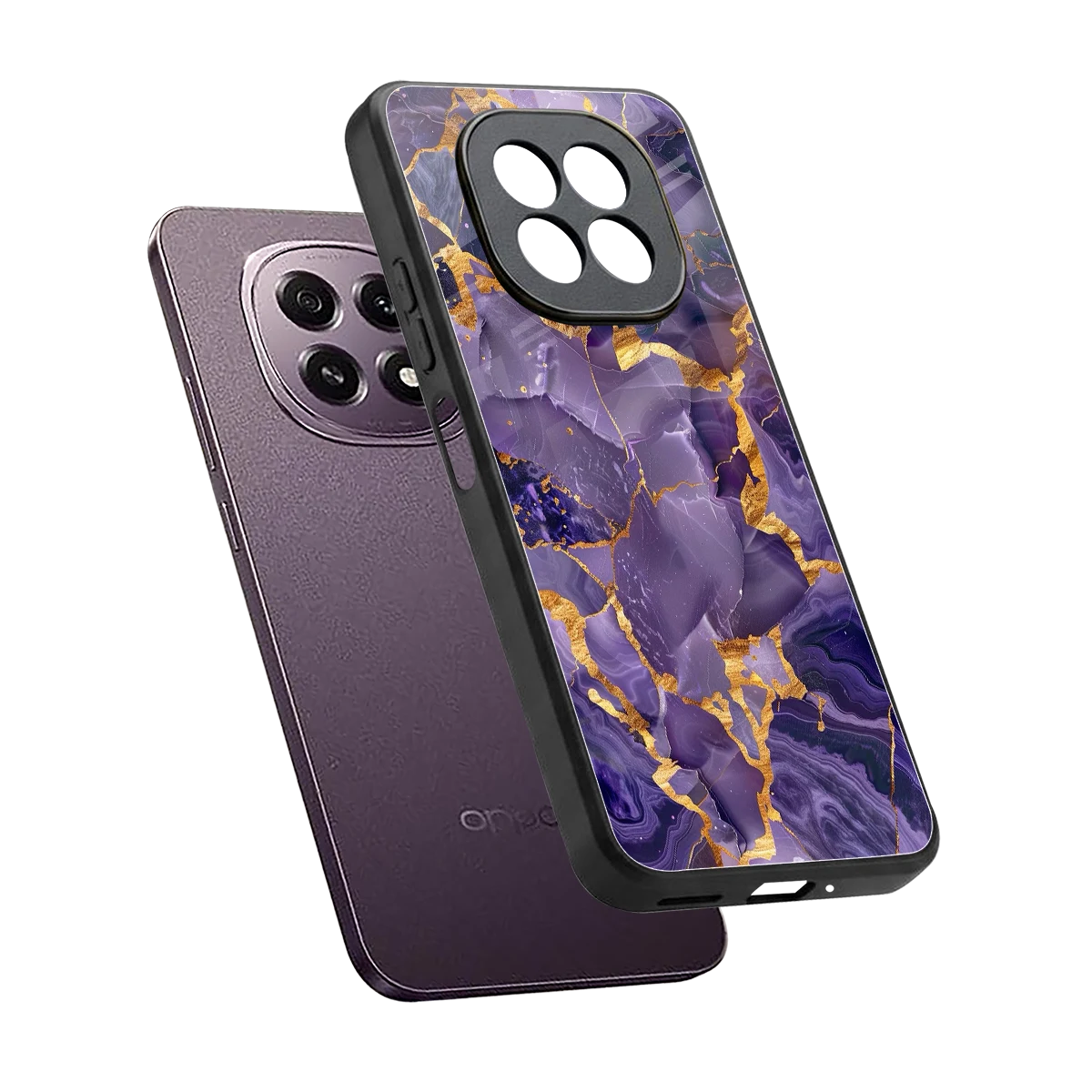 Royal Amethyst sleek oppo f29 5g cover with tempered glass back and TPU edges