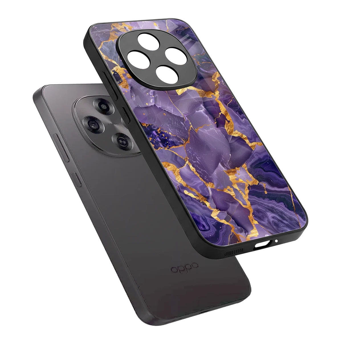 Royal Amethyst sleek oppo f31 pro 5g cover with tempered glass back and TPU edges