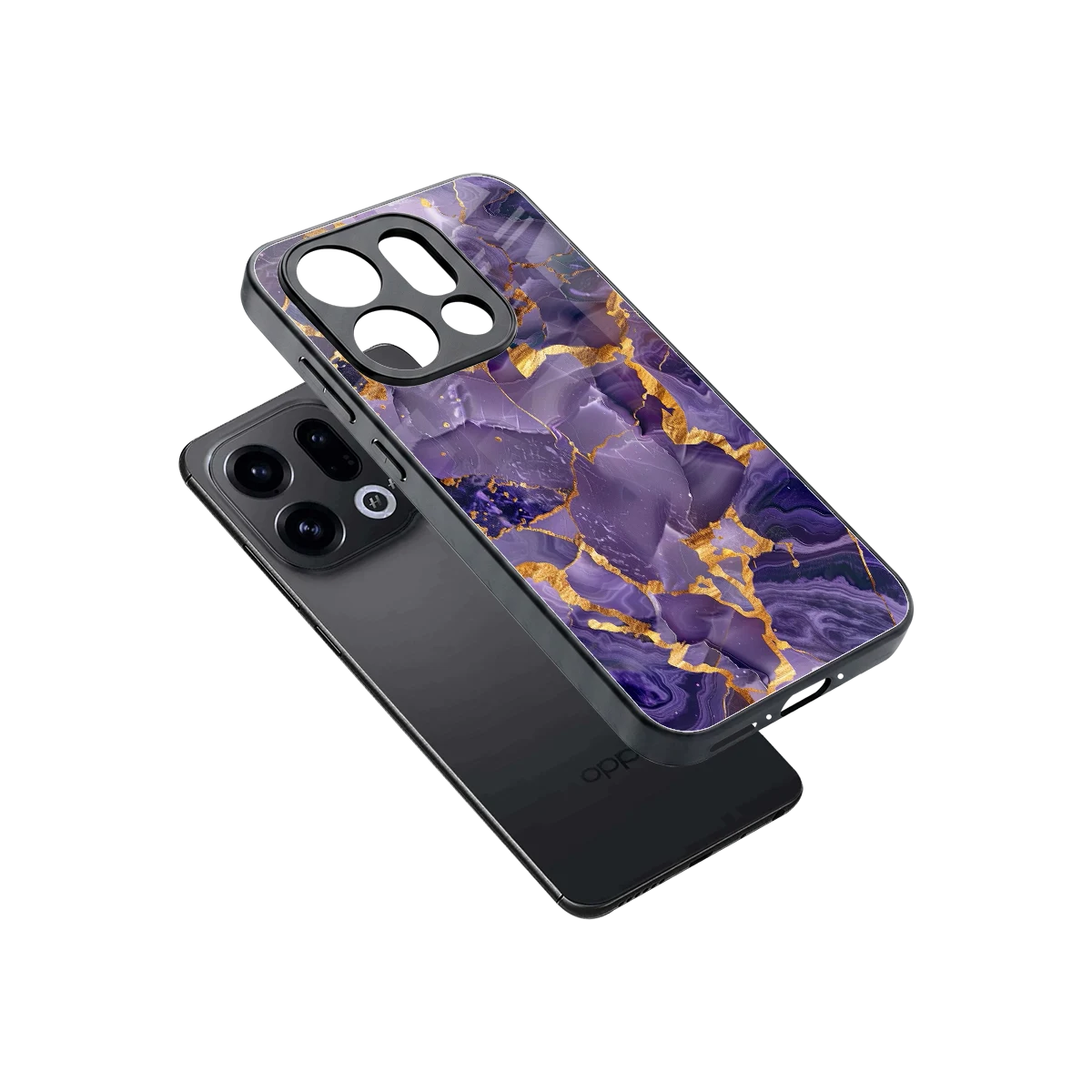 Royal Amethyst sleek oppo find x9 cover with tempered glass back and TPU edges