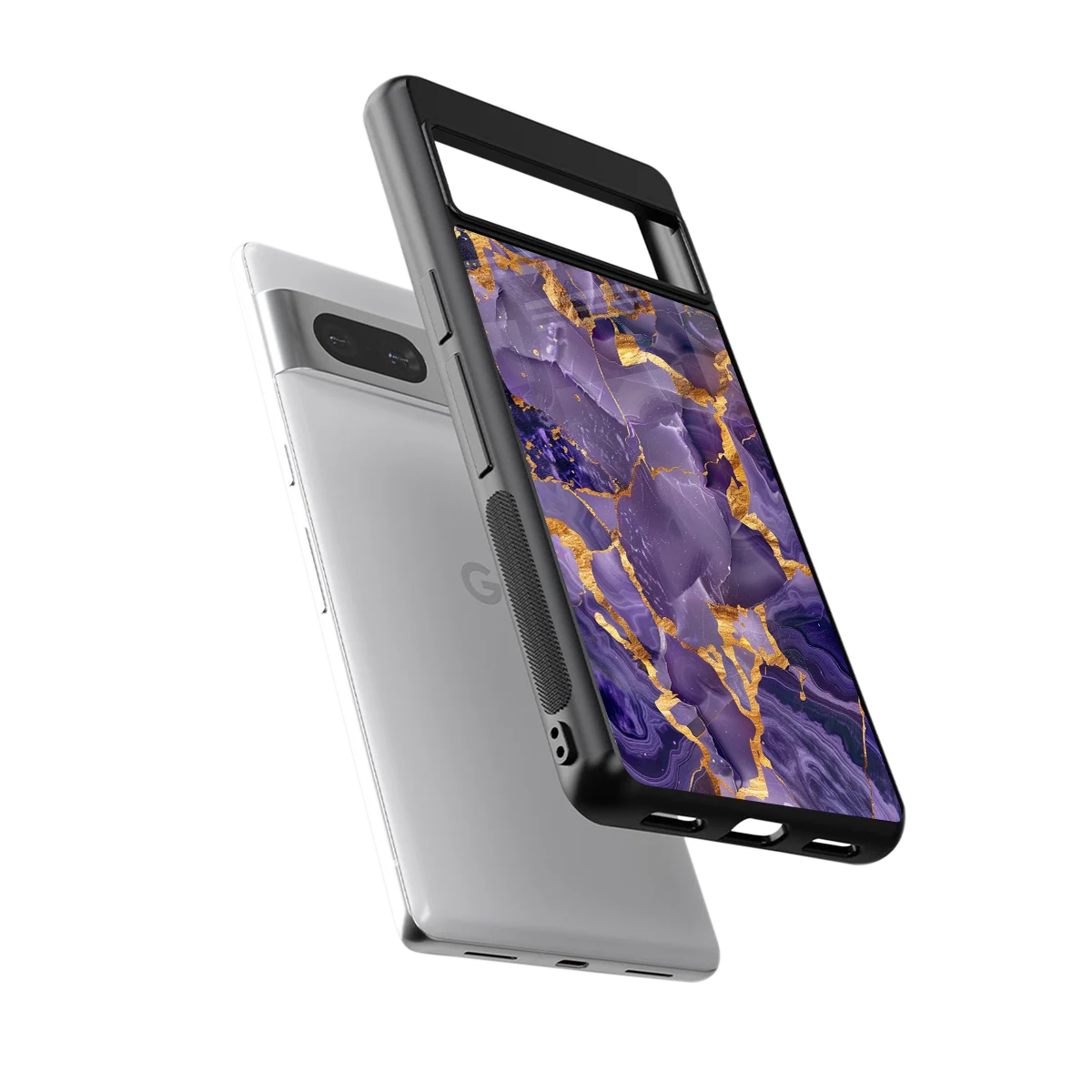 Royal Amethyst sleek google pixel 7a cover with tempered glass back and TPU edges