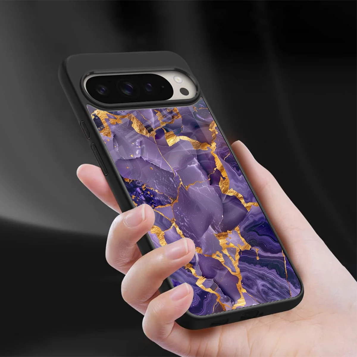 Royal Amethyst sleek google pixel 9 pro xl cover with tempered glass back and TPU edges