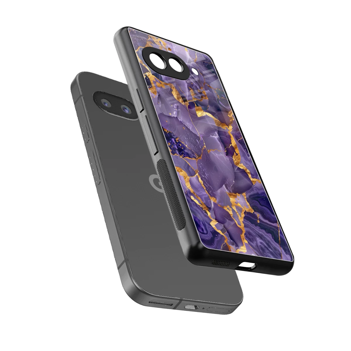 Royal Amethyst sleek google pixel 9a cover with tempered glass back and TPU edges