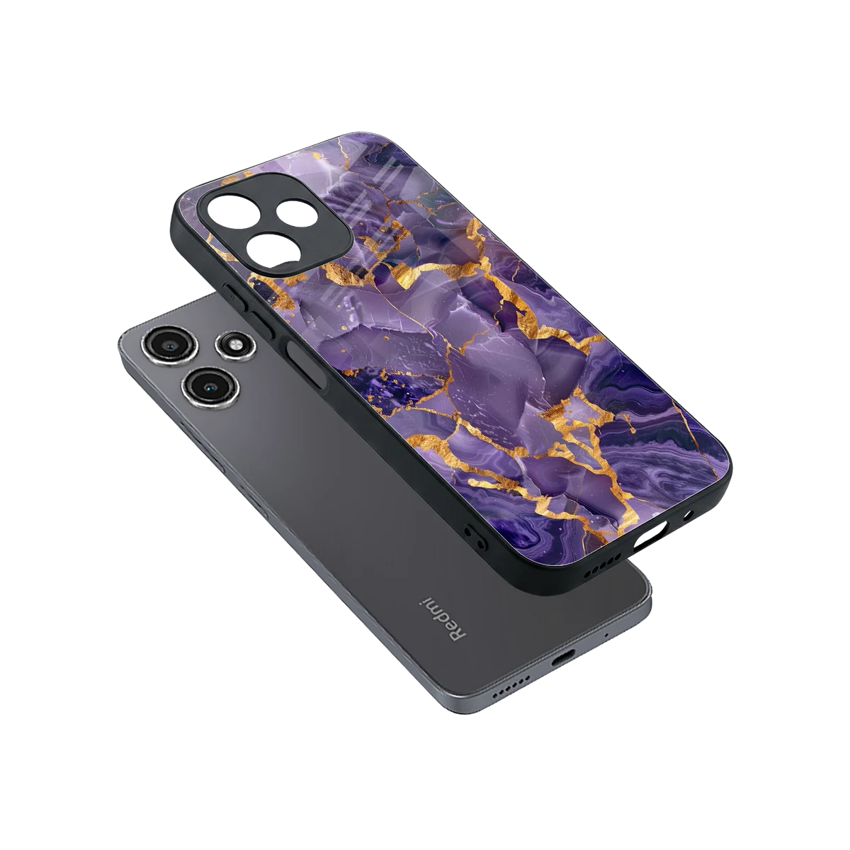 Royal Amethyst sleek redmi 12 5g cover with tempered glass back and TPU edges