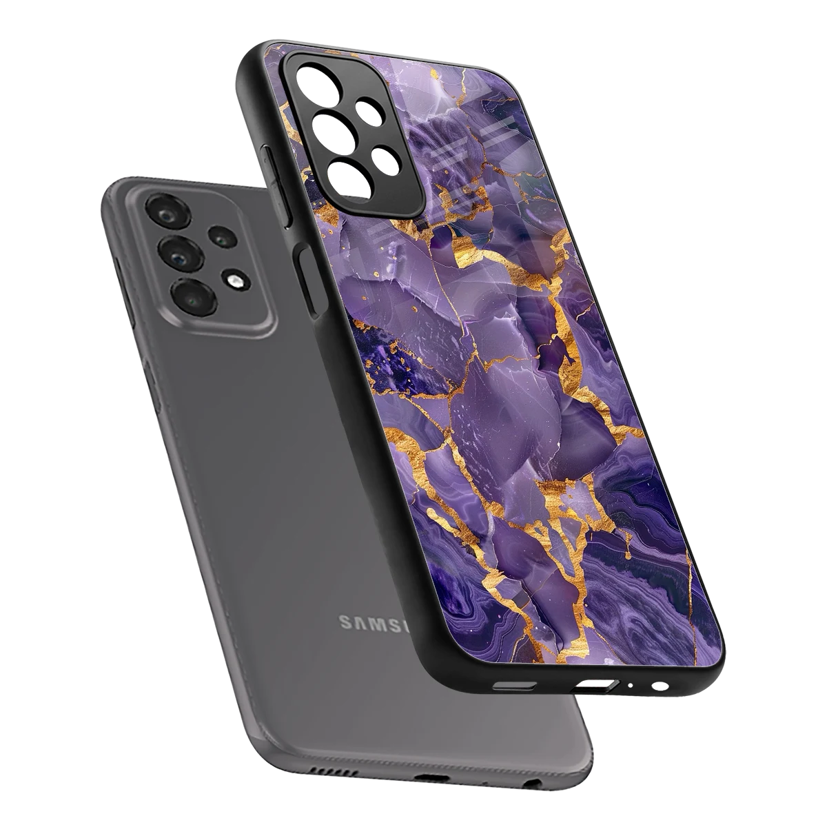 Royal Amethyst sleek samsung galaxy a23 cover with tempered glass back and TPU edges