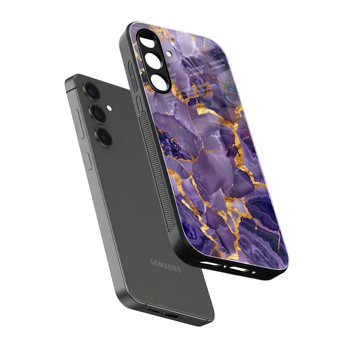 Royal Amethyst sleek samsung galaxy a55 5g cover with tempered glass back and TPU edges