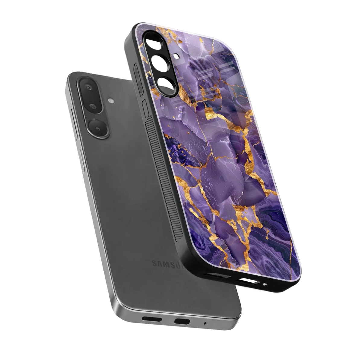 Royal Amethyst sleek samsung galaxy m36 5g cover with tempered glass back and TPU edges