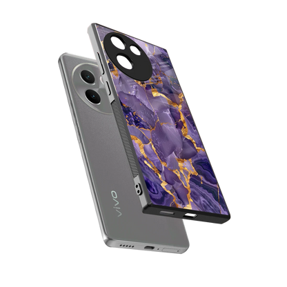 Royal Amethyst sleek vivo v30e cover with tempered glass back and TPU edges
